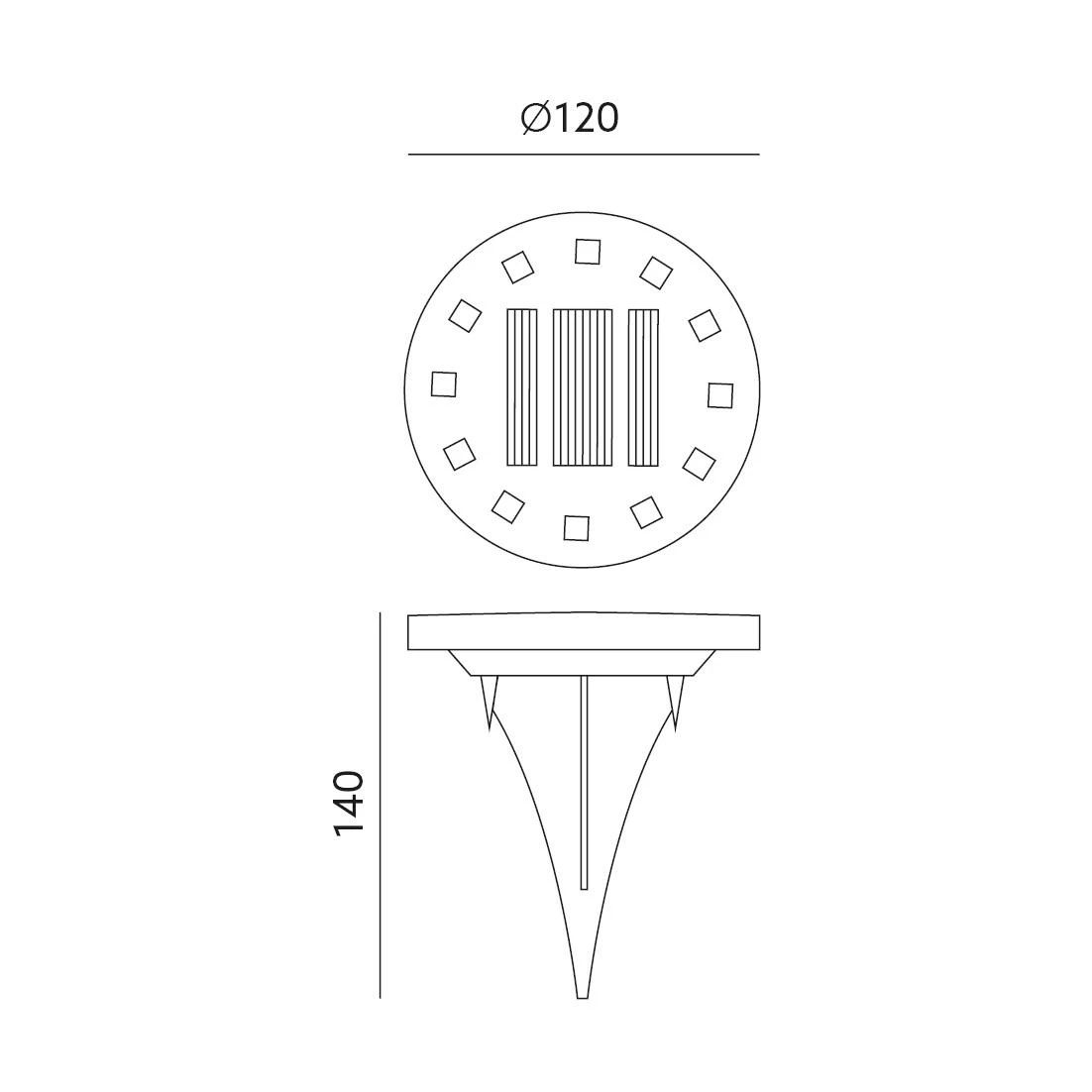 0,72W LED įsmeigiamas lauko šviestuvas, plieno sp., 4000K, su saulės baterija