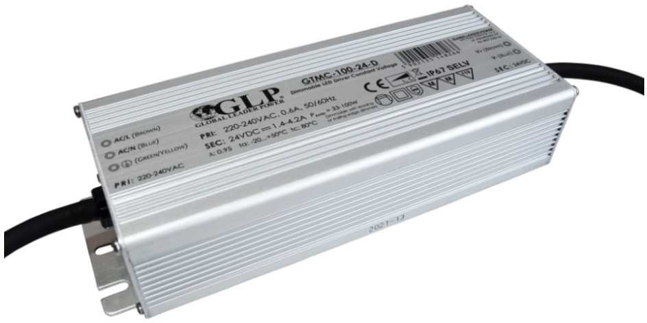 100W LED maitinimo šaltinis, 24V, IP67, dimeriuojamas