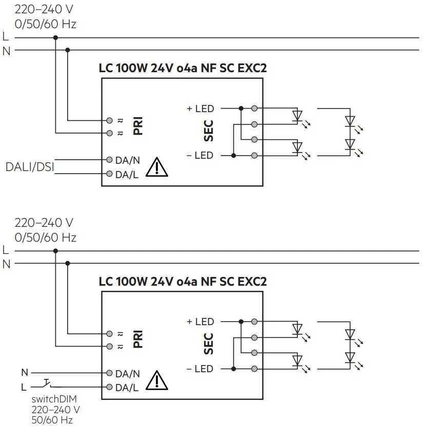 100W LED maitinimo šaltinis TRIDONIC LC ONE4ALL, 24V, DALI/PUSH