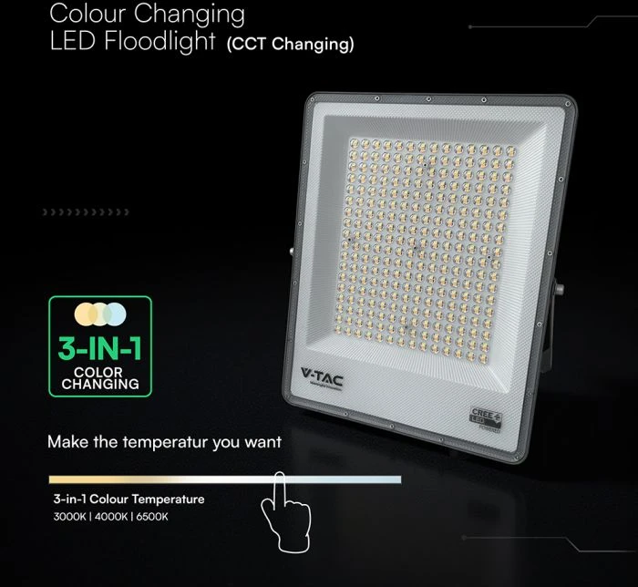 100W LED prožektorius, juodas, 3000/4000/6500K, CREE LED chip