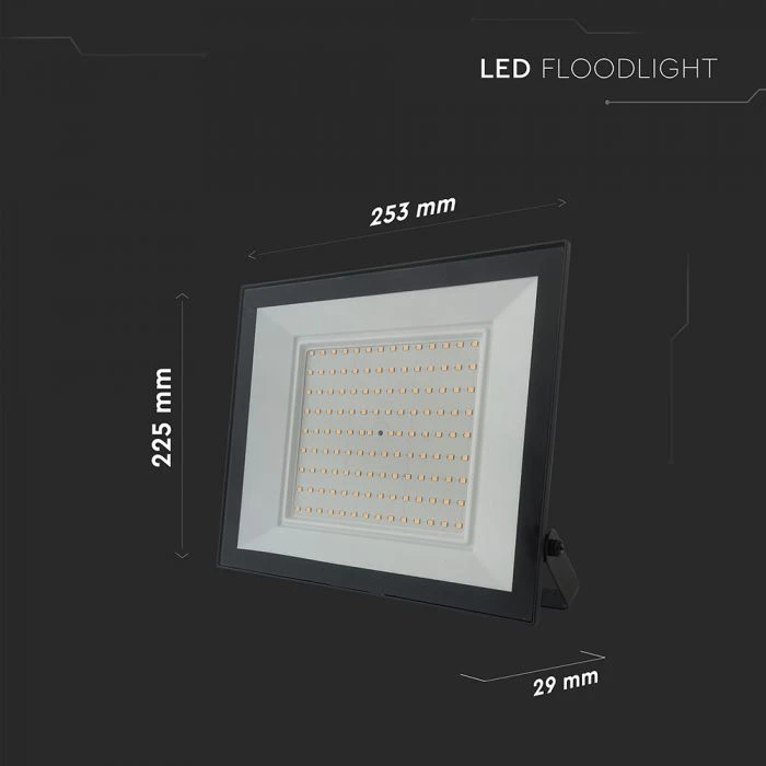 V-tac 100W LED prožektorius, juodas, 3000K
