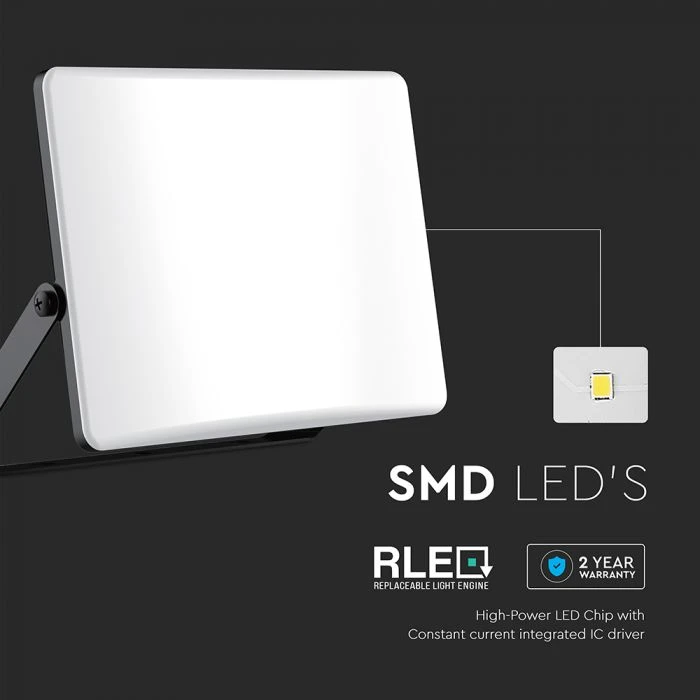 V-tac 100W LED prožektorius, juodu korpusu, 3000/4000/6500K