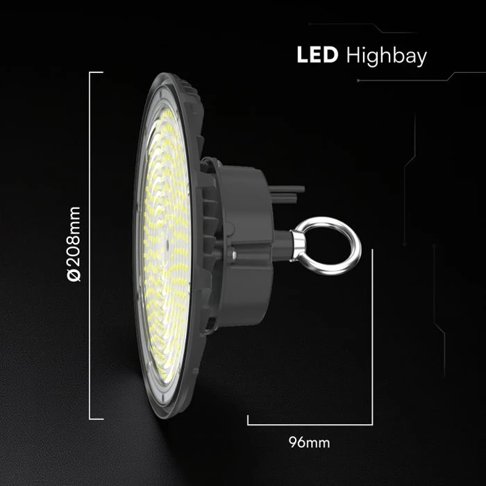 100W LED UFO sandėlio šviestuvas, juodas, 6500K