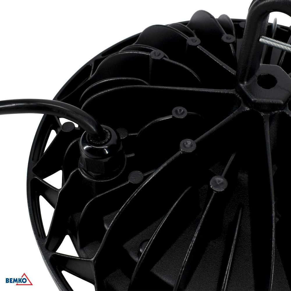 100W LED UFO šviestuvas VOYAGER, juodas, 6000K, IP65