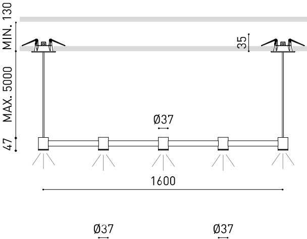 10,5W LED pakabinamas šviestuvas ART MODULAR 5, juodas, 2700K, 160cm