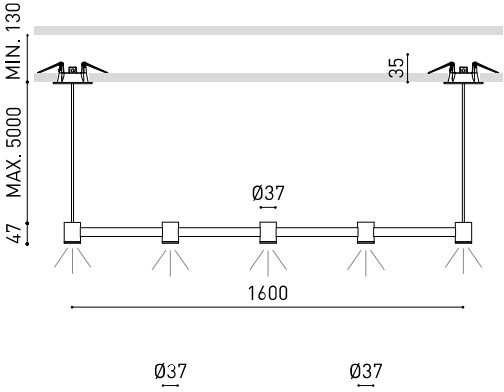 10,5W LED pakabinamas šviestuvas ART MODULAR 5, juodas, 3000K, 160cm