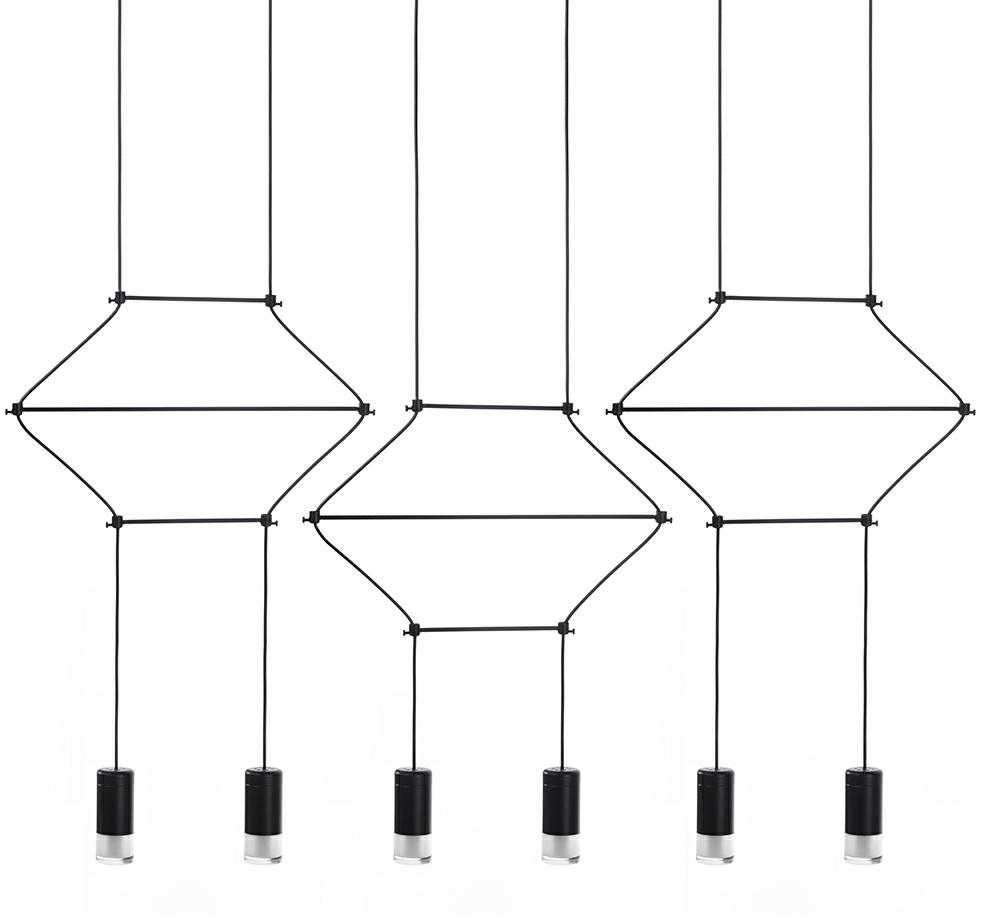 10,5W LED pakabinamas šviestuvas FLUSSO LINE 6, juodas, 3000K