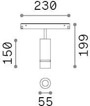 Pakabinamas šviestuvas Ideal Lux 10W LED akcentinis šviestuvas į magnetinę sistemą EGO, juodas, 3000K, 48V, 330730