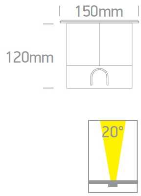 10W LED įleidžiamas į žemę lauko šviestuvas, plieno sp., 3000K, IP67, 69070B/W