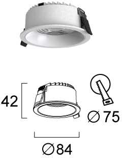 10W LED įleidžiamas šviestuvas LUIGI, baltas, 3000/4000/6500K, 4334900