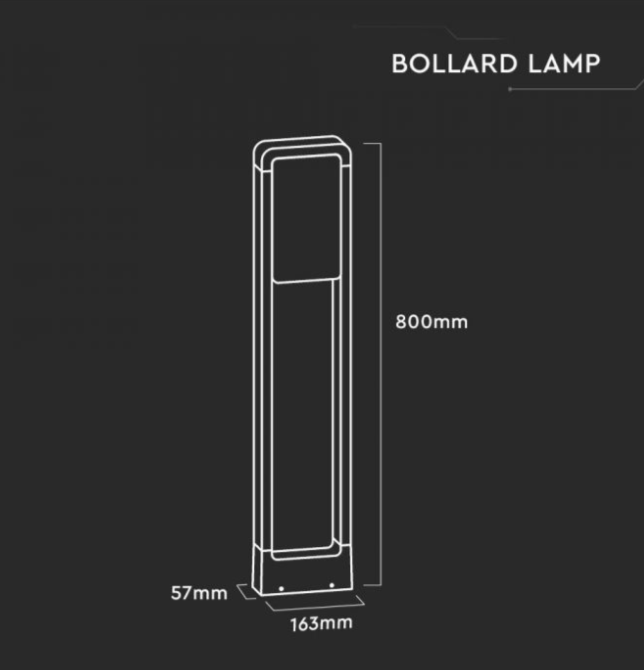10W LED pastatomas šviestuvas V-TAC, 3000K, IP65, baltas, aukštis 80cm