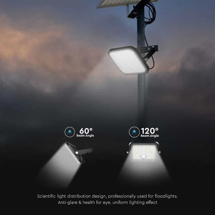 V-tac 10W LED prožektorius su saulės baterija ir judesio davikliu, juodas, 4000/6000K