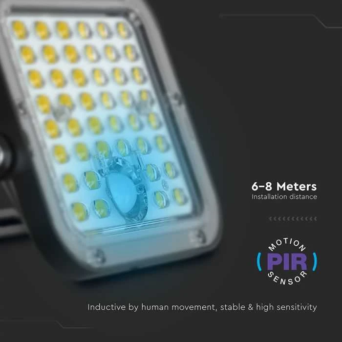 V-tac 10W LED prožektorius su saulės baterija ir judesio davikliu, juodas, 4000/6000K