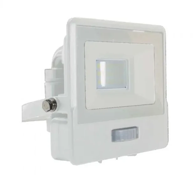 Samsung 10W LED prožektorius V-TAC, baltu korpusu, 6500K, su judesio davikliu