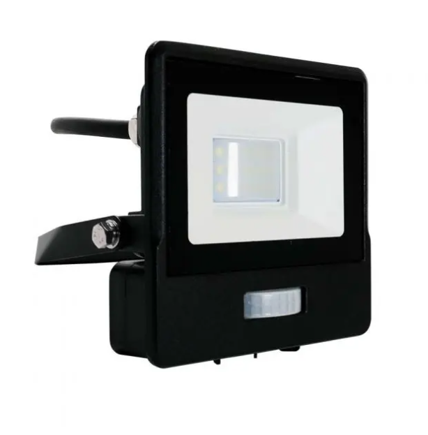 Samsung 10W LED prožektorius V-TAC, juodu korpusu, 6500K, su judesio davikliu
