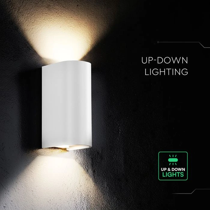 Sieninis šviestuvas 10W LED sieninis fasado šviestuvas, baltas, 2700/3200/4000K, IP65, šviečia į viršų ir į apačią