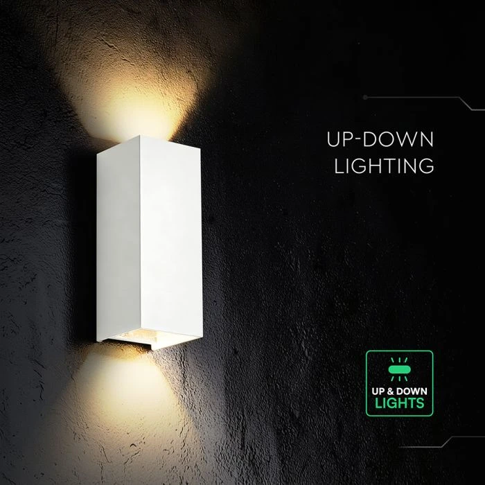 Sieninis šviestuvas 10W LED sieninis fasado šviestuvas, baltas, 2700/3200/4000K, IP65, šviečia į viršų ir į apačią