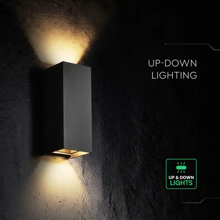 Sieninis šviestuvas 10W LED sieninis fasado šviestuvas, juodas, 2700/3200/4000K, IP65, šviečia į viršų ir į apačią