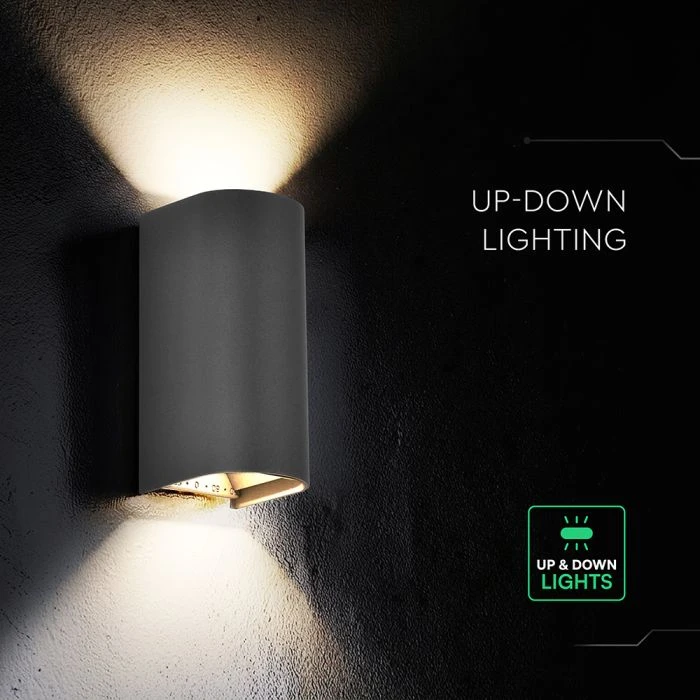 Sieninis šviestuvas 10W LED sieninis fasado šviestuvas, juodas, 2700/3200/4000K, IP65, šviečia į viršų ir į apačią