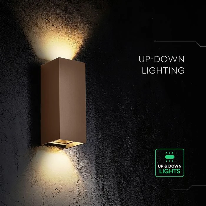Sieninis šviestuvas 10W LED sieninis fasado šviestuvas, rūdžių sp., 2700/3200/4000K, IP65, šviečia į viršų ir į apačią
