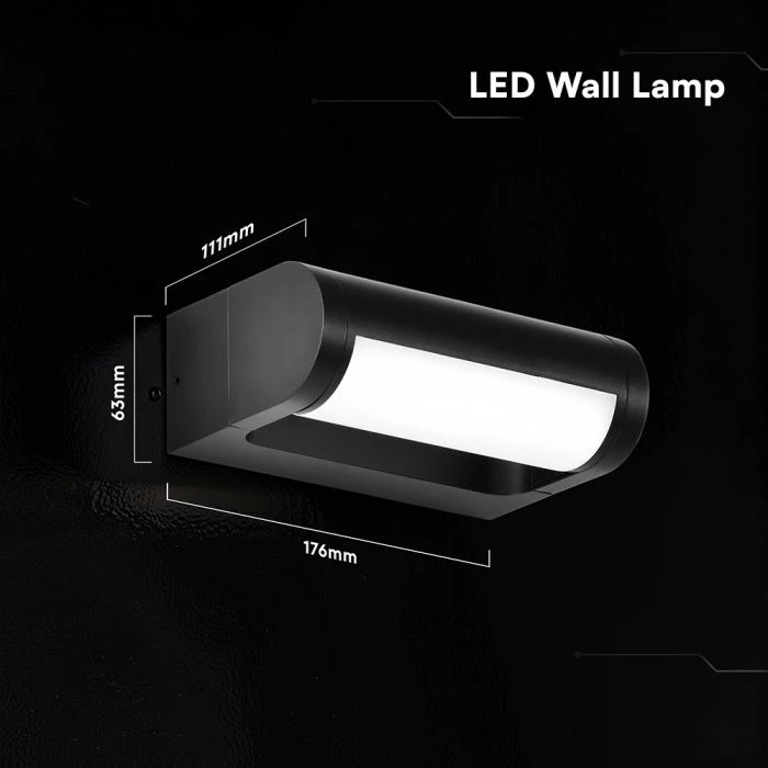 10W LED sieninis šviestuvas, juodas, 3000K, IP65, CREE LED chip