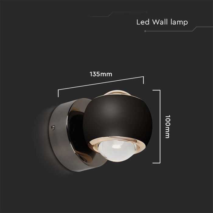 V-tac 10W LED sieninis šviestuvas, juodas, 3000K, šviečia į viršų ir į apačią