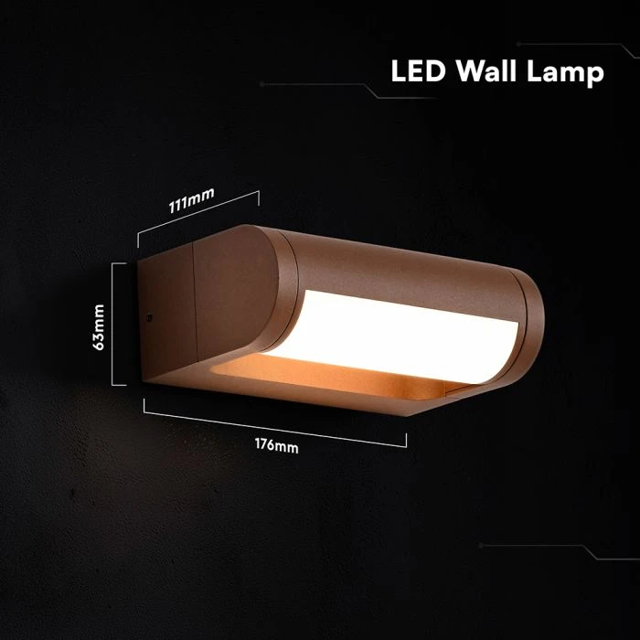 10W LED sieninis šviestuvas, rūdžių sp., 3000K, IP65, CREE LED chip
