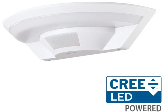 Lubinis šviestuvas 10W LED sieninis šviestuvas su PIR judesio davikliu, baltas, 4000K, IP54, CREE LED chip