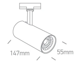 10W LED šviestuvas į bėgelius, juodas, 3000K, 65642AT/B/W