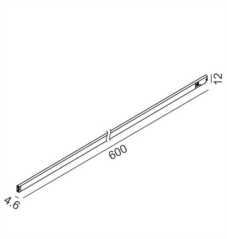 10W LED šviestuvas LINEA 600 į magnetinę sistemą PICO_LINE, juodas, 3000K, 100°, dimeriuojamas