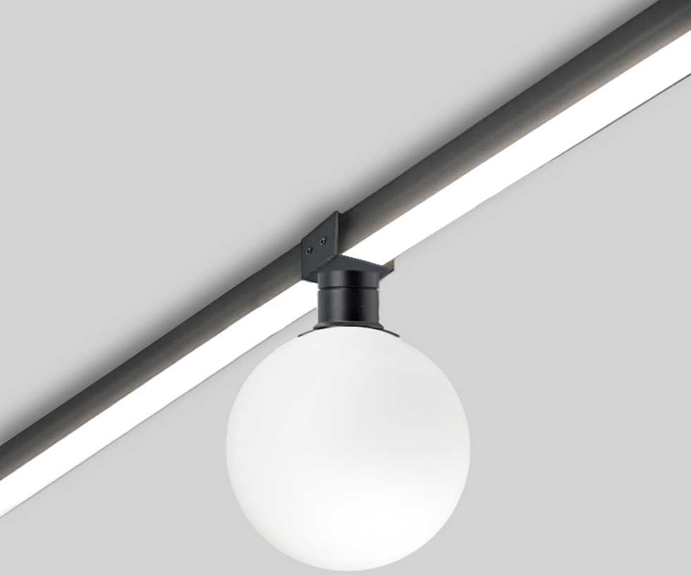 10W LED šviestuvas, montuojamas į NOVO bėgelį, juodos/baltos sp., 48V, 3000K, IP65, 4331800