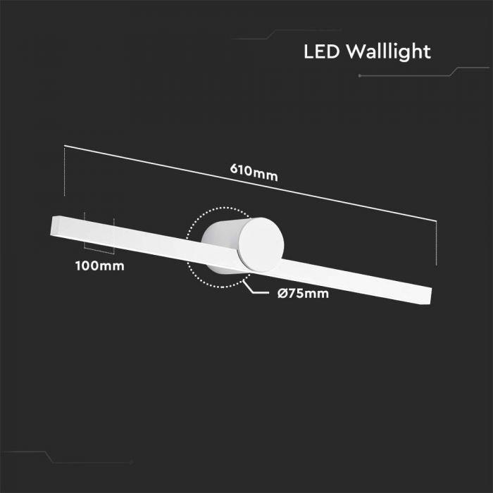 Sieninis šviestuvas V-tac 10W LED veidrodžio šviestuvas, baltas, 3000K, IP65
