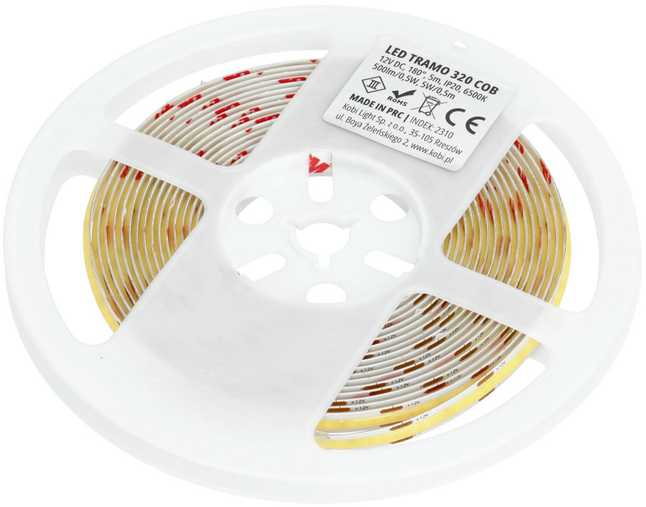 10W/m LED juosta, 6500K, IP20, 12V, 5m ritė
