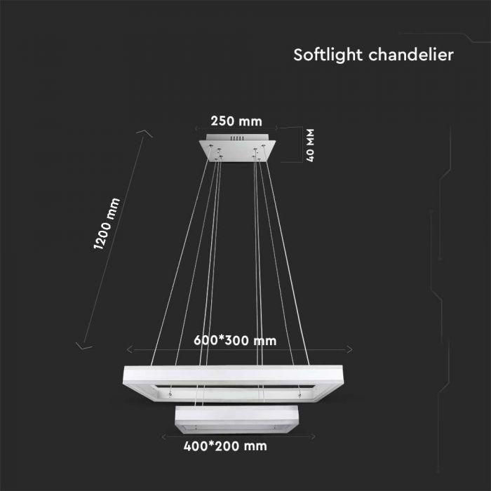 V-tac 113W LED pakabinamas šviestuvas, baltas, 3000K, dimeriuojamas
