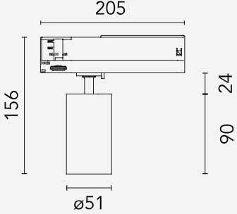 11,5W LED akcentinis šviestuvas LIGHT SHADOW į 3 fazių bėgelius, šlifuoto plieno sp., 3000K, DALI2