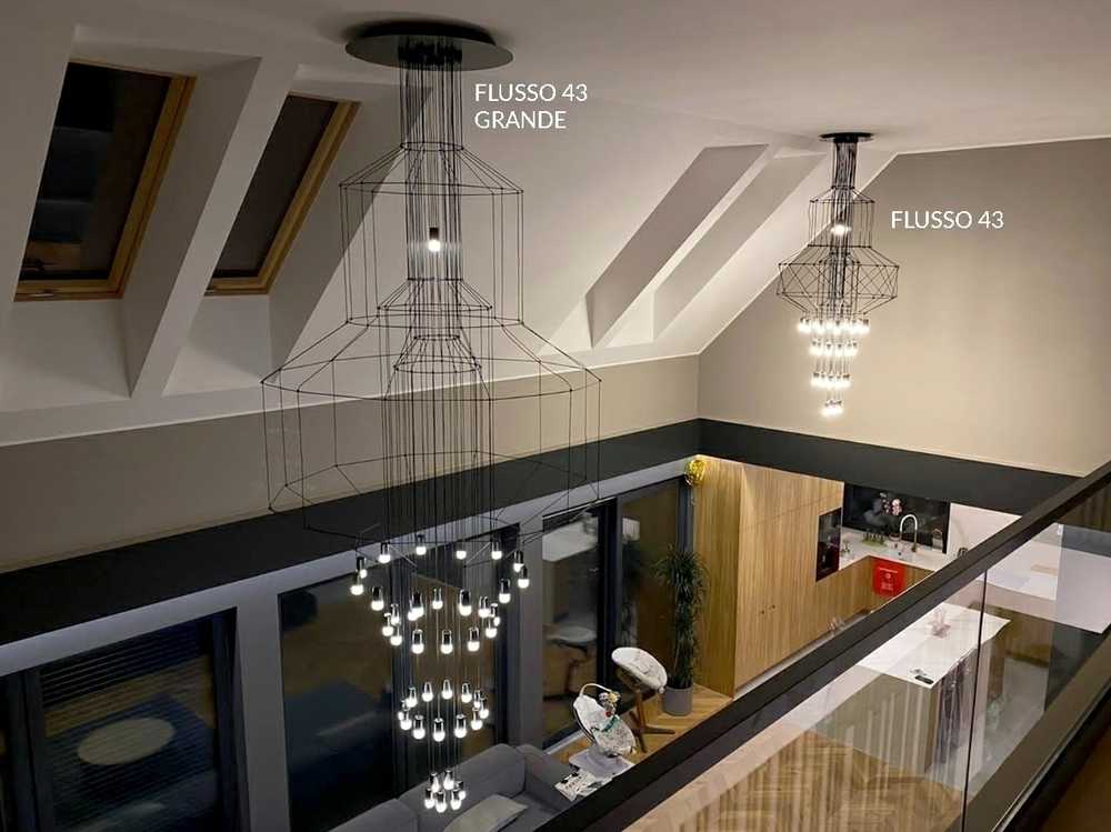 116W LED pakabinamas šviestuvas FLUSSO 43, juodas, 3000K