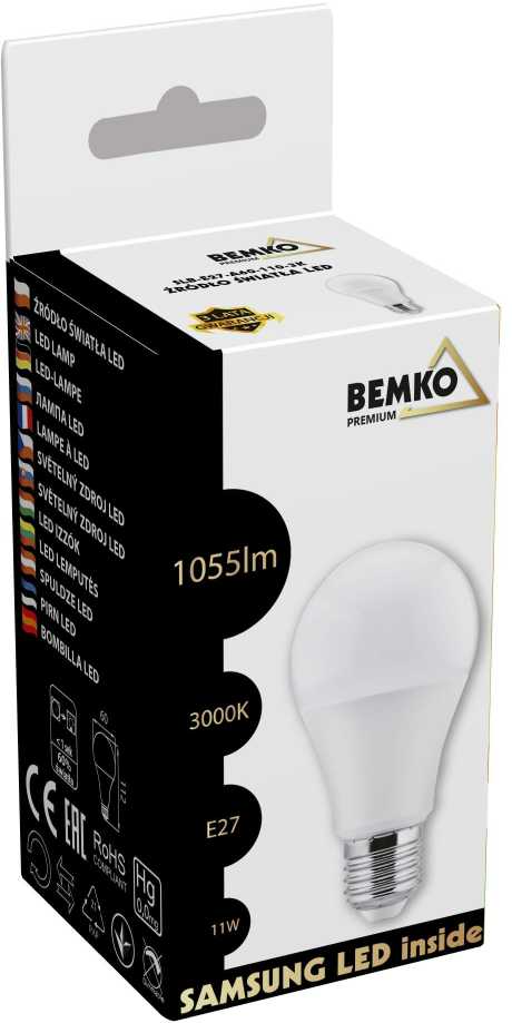 Bemko 11W LED lemputė, E27, 3000K, 220°