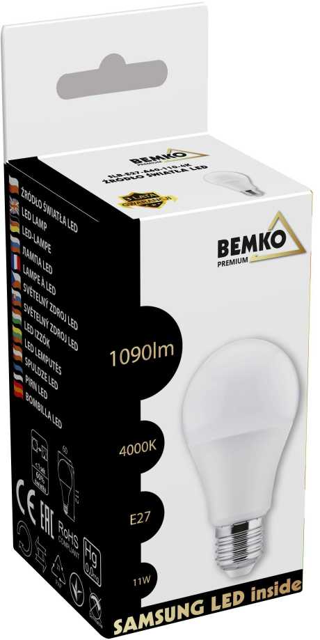 Bemko 11W LED lemputė, E27, 4000K, 220°