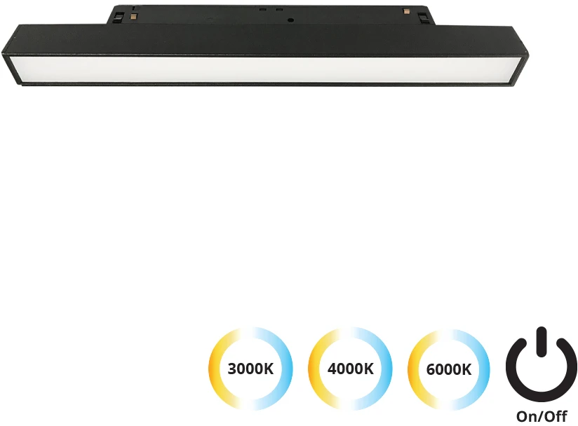 Pakabinamas šviestuvas 11W LED linijinis šviestuvas į magnetines sistemas VIOKEF MAGNETIC, juodas, 3000/4000/6000K, 4244300S