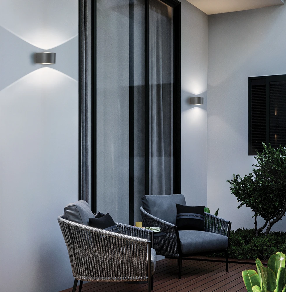 Sieninis šviestuvas 11W LED sieninis fasado šviestuvas MAVENNA, tamsiai pilkas, 3000K, IP54, šviečia į viršų ir į apačią, 4334600