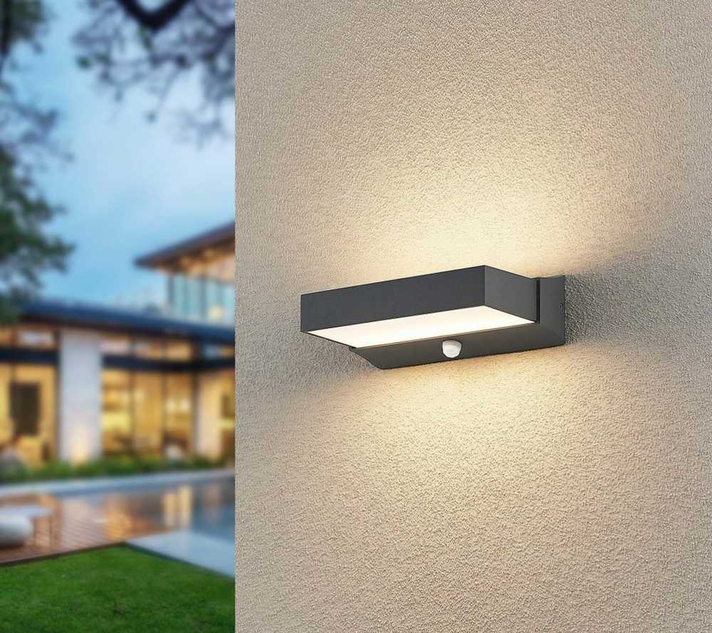 Sieninis šviestuvas Trio 11W LED sieninis lauko šviestuvas CUANDO, antracito sp., 3000K, IP54, su judesio davikliu, šviečia į viršų ir į apačią