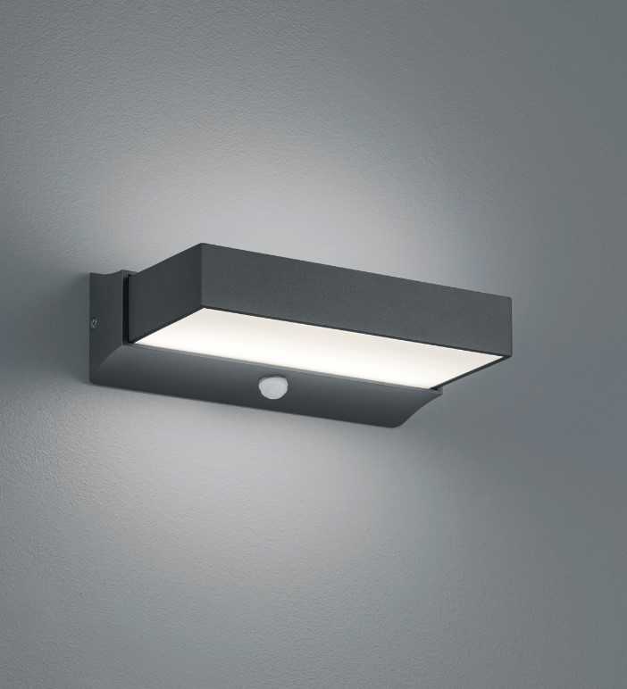 Sieninis šviestuvas Trio 11W LED sieninis lauko šviestuvas CUANDO, antracito sp., 3000K, IP54, su judesio davikliu, šviečia į viršų ir į apačią