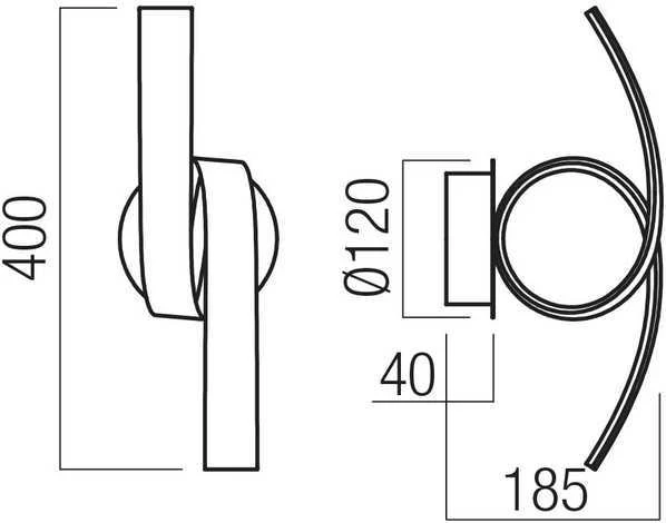 11W LED sieninis šviestuvas IMPULS, juodas, 3000K, 01-3611