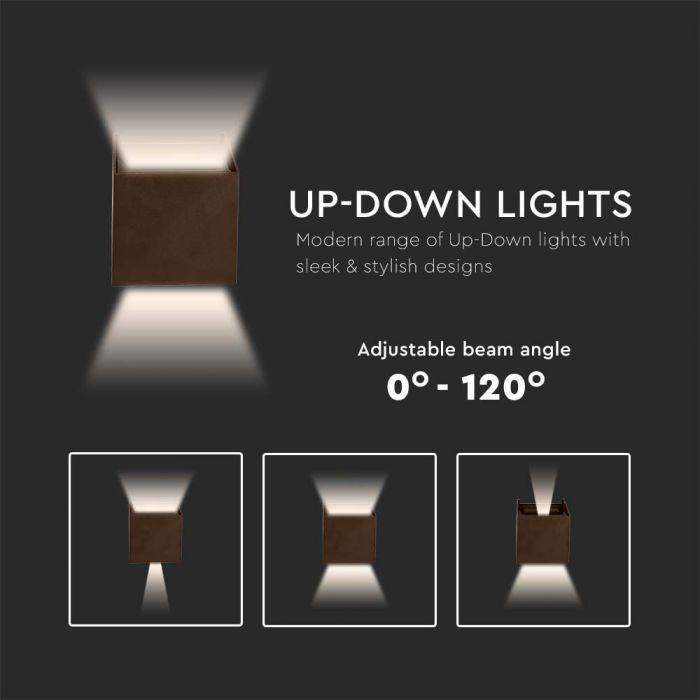 V-tac 11W LED sieninis šviestuvas, rudas, 3000K, IP65