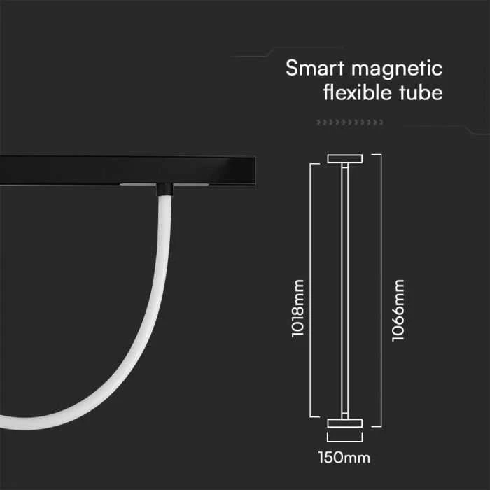 V-tac 11W LED SMART šviestuvas į magnetinius bėgelius, 48V, juodas, 3000-6500K