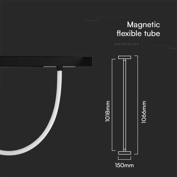 V-tac 11W LED šviestuvas į magnetinius bėgelius, 48V, juodas, 3000K