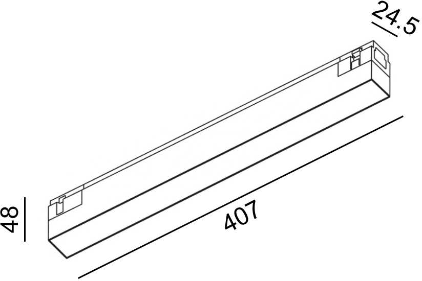 11W LED šviestuvas LINEA 407 į magnetinę sistemą IN_LINE, juodu korpusu, 3000K, 48V, 110°, DALI