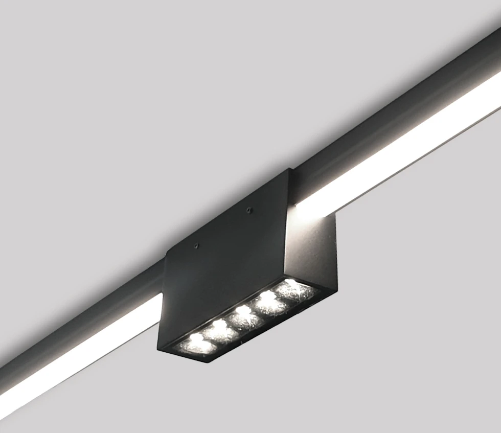 11W LED šviestuvas, montuojamas į NOVO bėgelį, juodas, 48V, 3000K, IP65, 4331700