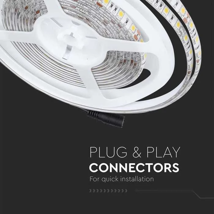 V-tac 11W/m LED juosta, 12V, 60LED/m, 3000K, IP65, 5m ritė