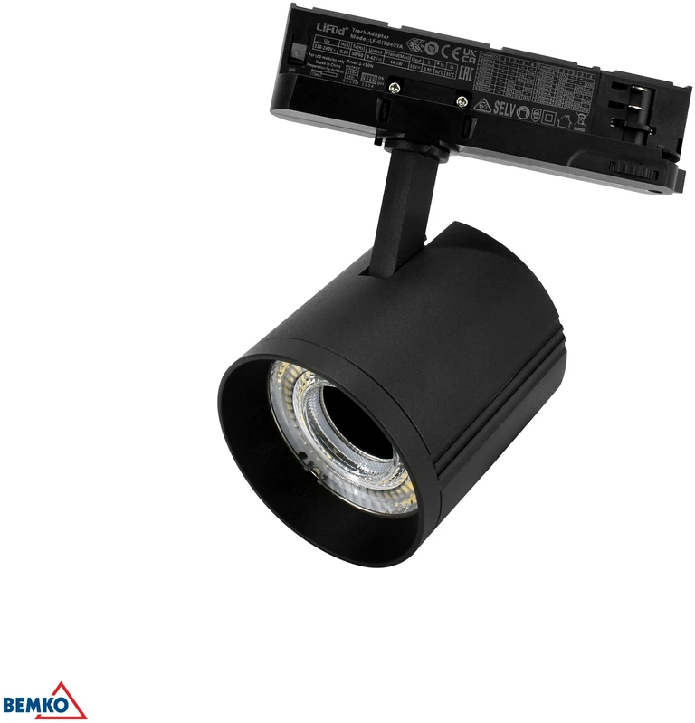 Bemko 12-40W LED akcentinis šviestuvas į 3 fazių bėgelį VASKO, juodas, 4000K